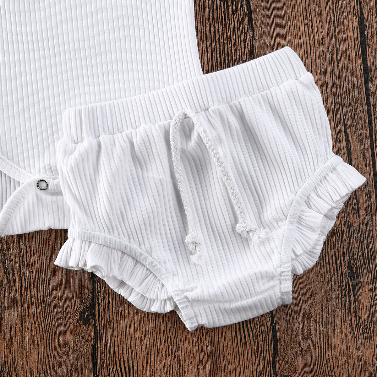 Baby Summer Clothing 2PCS Newborn Baby Girl Solid Clothes Knitted Vest Crop Tops Vest Shorts Pants Ribbed Outfit