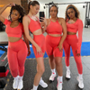 Bright Color Cross Open Back 5 Pieces Seamless Gym Wear Butt Lift Soft Breathable Gym Fitness Sets