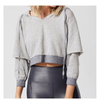 Autumn 100% Cotton Loose Soft Sports Shirts False Two Layers Sleeve Crop Top Gym Wear
