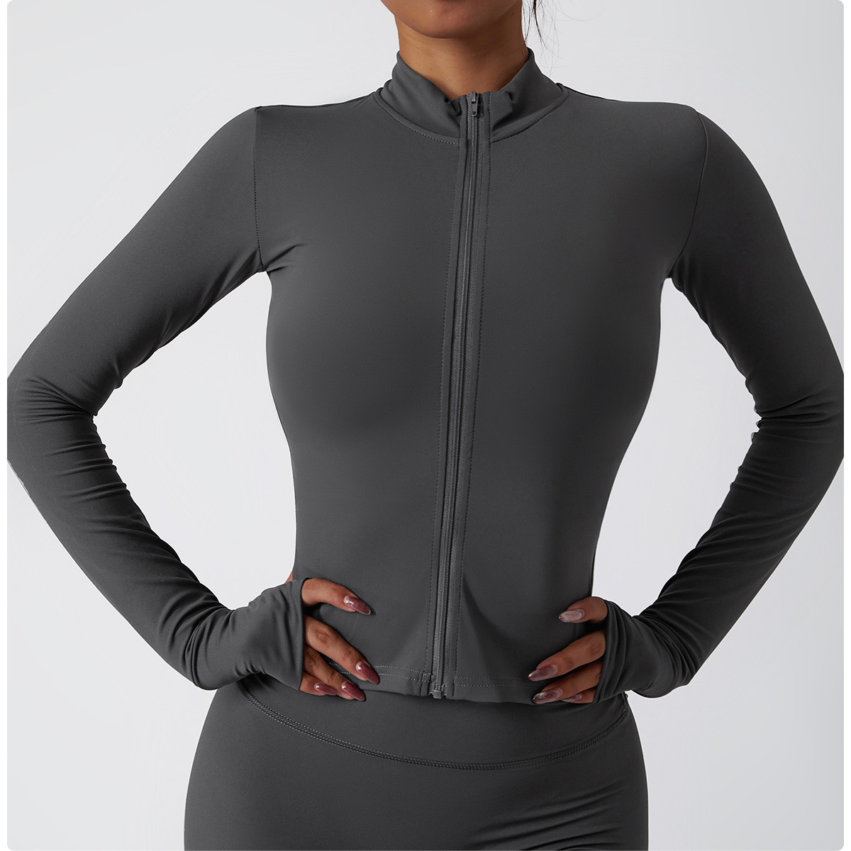 New Nude Yoga Sets Autumn And Winter Zipper Long Sleeve Fitness Sets Slim Running Fitness Suit