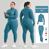 Plus Size Long Sleeve Yoga Set Women Gym Fitness Jacket Sport Active Wear