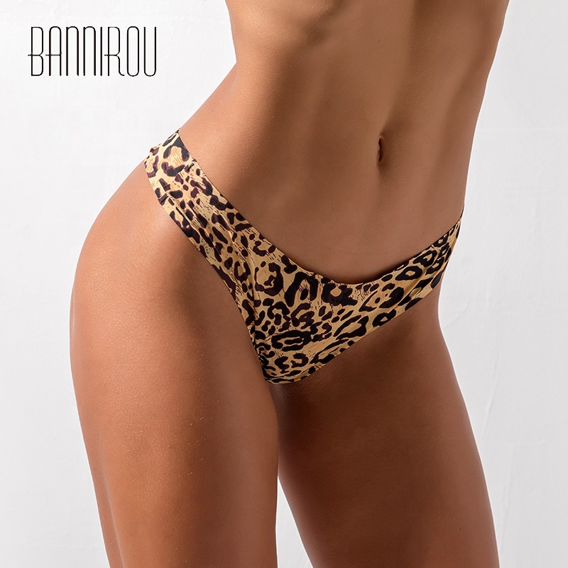 Wholesale Ladies Thong Seamless Stretch Invisible Bikini Sexy G-String Low Waist Women Leopard Underwear Panties
