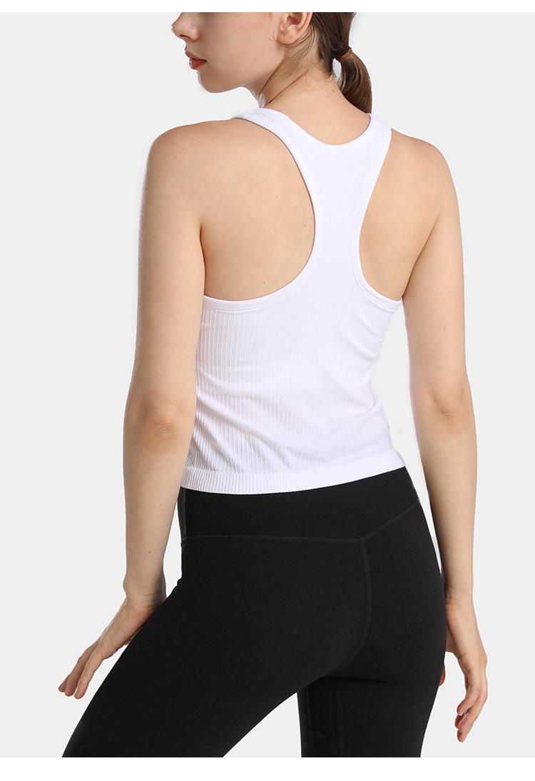 Wholesales Ribbed Tank Top with Bra For Women Gym Fitness Wear Cropped Tops Sportswear Sleeveless For Golf Tennis