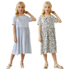 High Quality Leopard Short Sleeve Summer Big Girls Dresses For Baby 7 16 Children