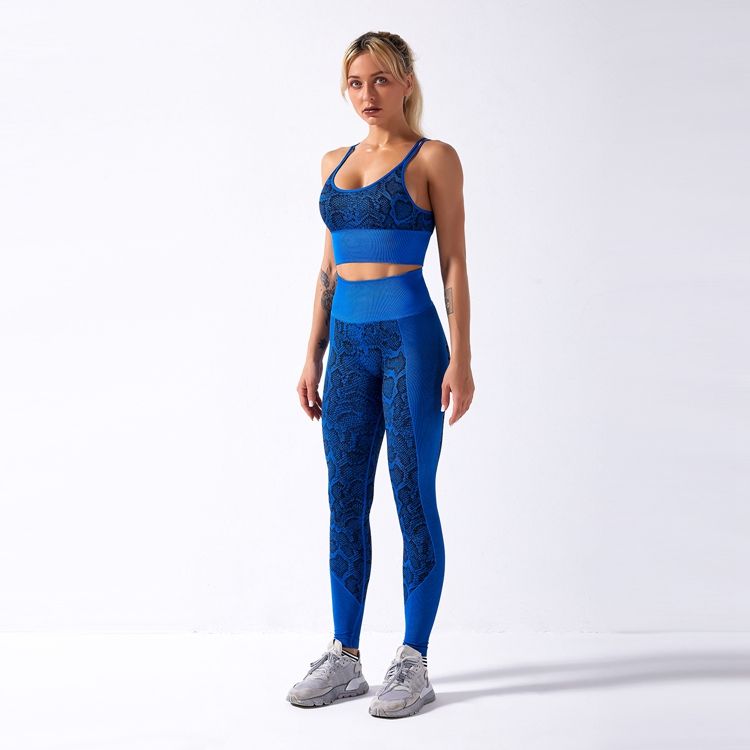 Quality Sports Clothes Snake Pattern Print Seamless Yoga Suit Activewear GYM Fitness Sportswear Workout Clothing 2 Piece Sets