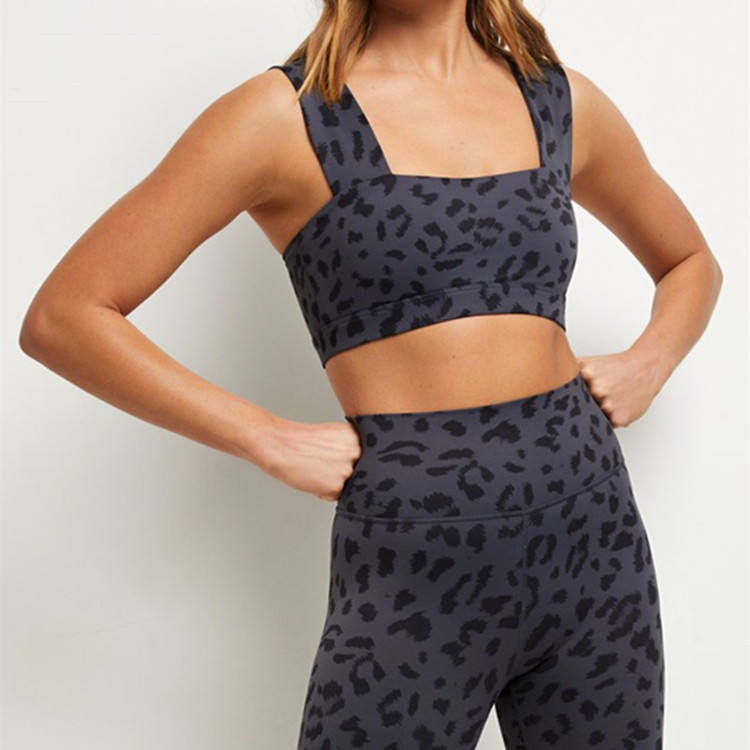 New Fashion Printed Leopard Women Sports Bra And Leggings Gym Clothing Two Piece Sports Yoga Set