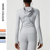 Custom Women Quick Dry Sports Hoodie Workout Yoga Jackets Outdoor Fitness Training Gym Coat Long Sleeves Zipper Gym Jacket