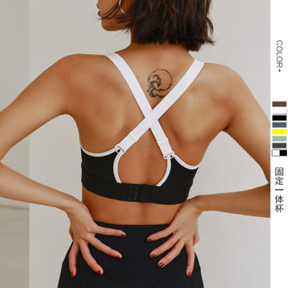High Support Shockproof Open Back Nylon Push Up Yoga Top Fitness Exercise Running Sport Bra