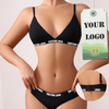 Custom Logo Letter Print Ladies Soft Wirefree No Padded Private Label Seamless Bra And Thong Women Underwear Set For Young Girls