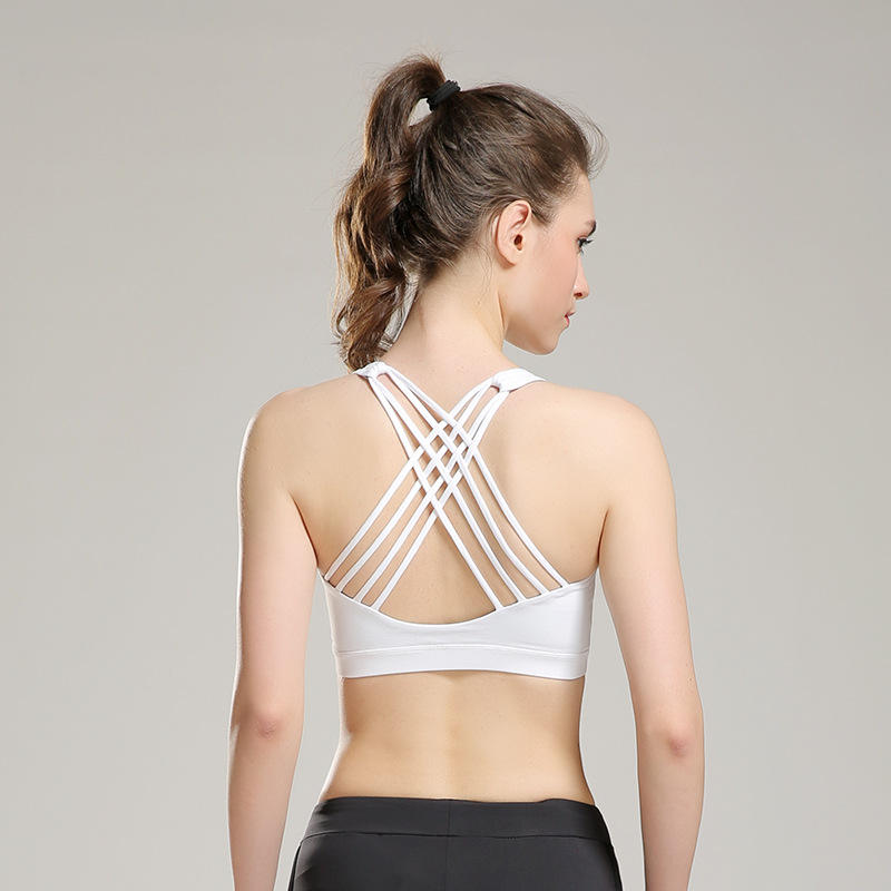 Ladies Wirefree High Impact Cross Back Racerback Running Sports Bra Women Fitness Yoga Wear