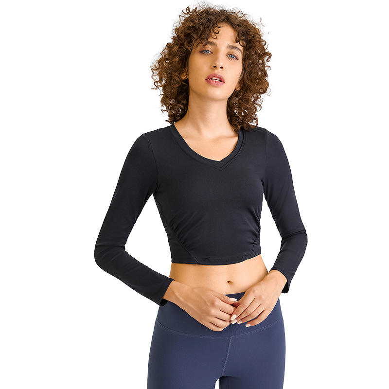 New Arrival Super Elastic Compression Sexy Midriff Long Sleeve Fitness Clothing Yoga Workout Exercise Shirts