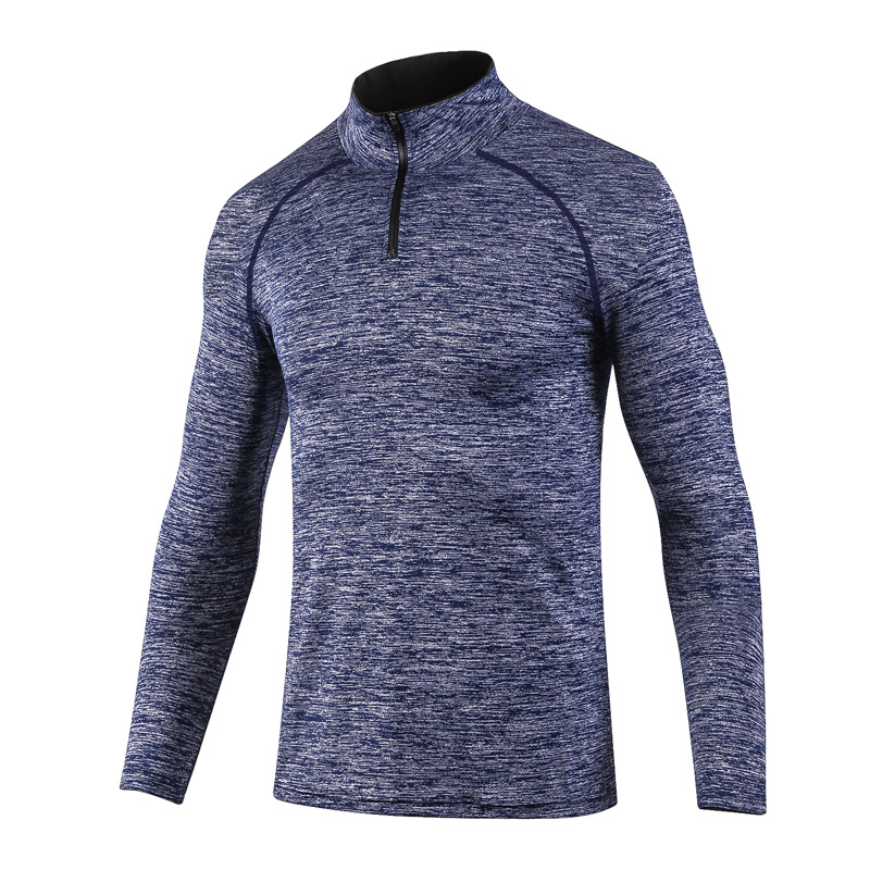 Half Zipper Breathable Long Sleeve Workout Fitness Shirts Quick Dry Stand Collar Gym T-shirt