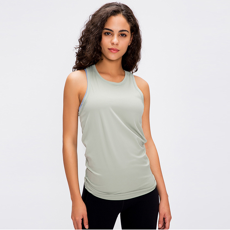 US Size Super Soft Fabric Gym Shirt Workout Tank Top Split Back Tie up Top Woman