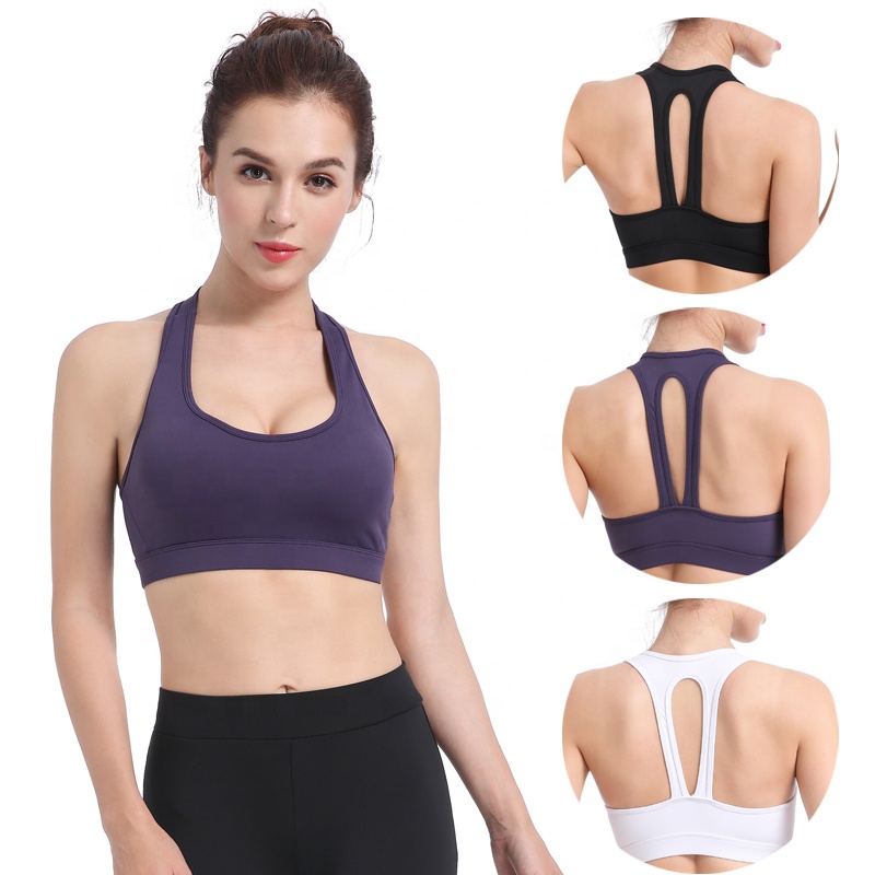 Custom Hollow Beauty Back Wireless Fit Running Workout Yoga Bra Seamless Sports Bra Crop Top For Womens