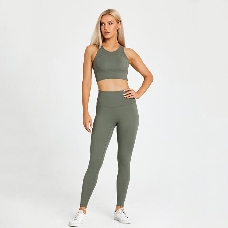 New Arrival Fitness Workout Sport Wear Sets For Women Gym Y Back Crop Top High Waisted Tights Two Piece Yoga Set