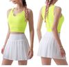 Tik Tok Anti Glare Women Tennis Pleated Skirts Solid Color Outdoor Active Wears
