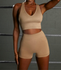 Deep V Front Bra Cross Back Open Back Butt Lift Shorts Yoga Suit Sport Wear High Quality Woman Sportswear Yoga Sets