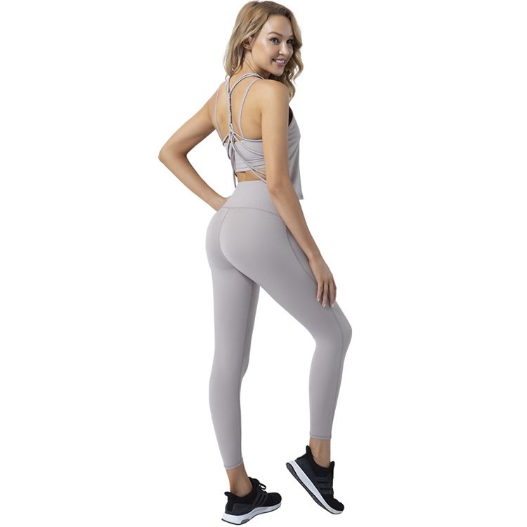 New Backless Sexy Three Piece Yoga Suit Customized Nylon Gymnastic Run Women Fitness Sets