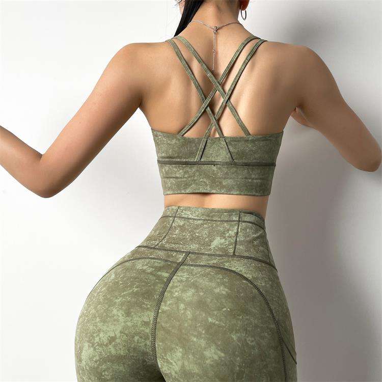 Women Outdoor Compression Tie Dye Fitness Workout Leggings Bra Set