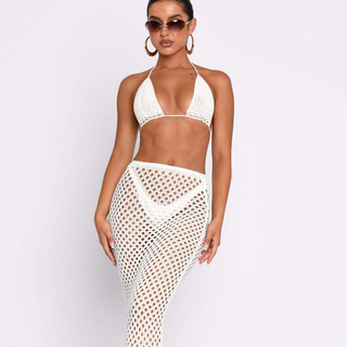 2023 New Style Knitted Cover Up Beachwear Sexy Bikini For women 3 pcs Swimwear custom