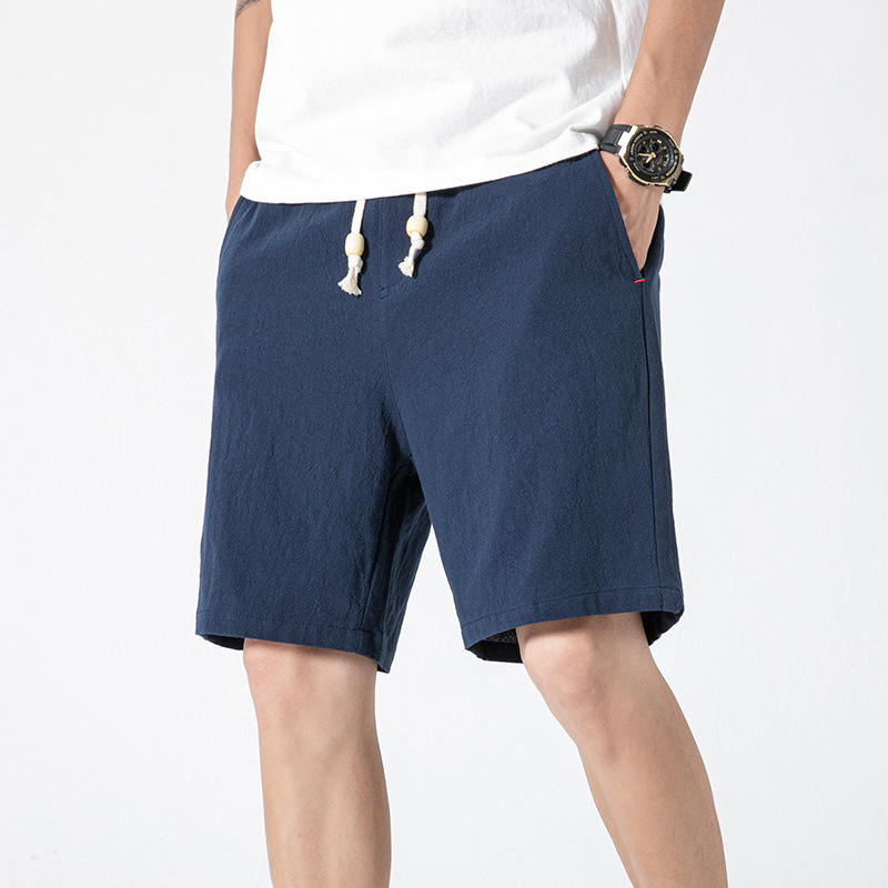 Custom Logo Summer Blank Short Men's Beach Shorts Cotton And Linen Soft Fabric Breathable Men's Shorts For Men