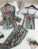 2022 New Arrival Long Sleeve Home Suit For Women 3 Piece Set Thick Sleepwear Set Lace Patchwork Bril Wedding Nightwear