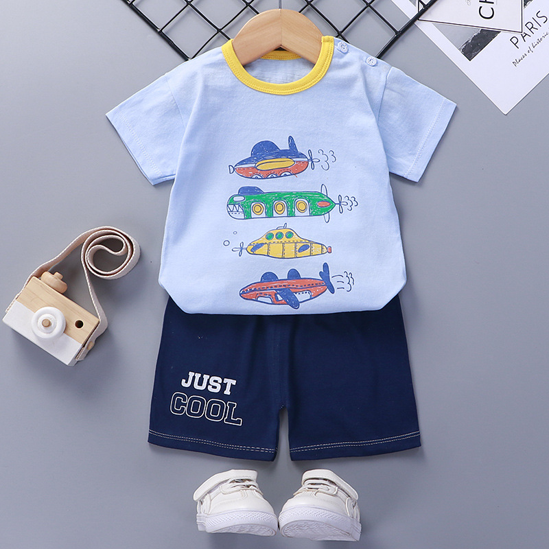 Summer Cartoon Kids Pajamas Print Baby Boys Sleepwear Sets Short Sleeve Girls Children Clothes 2 Pieces Set