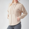 Lightweight Slim Fit Women Long Sleeve Full Zip Up Sports Yoga Tops Stretchy Gym Workout Running Track Jackets With Hooded Hoodi