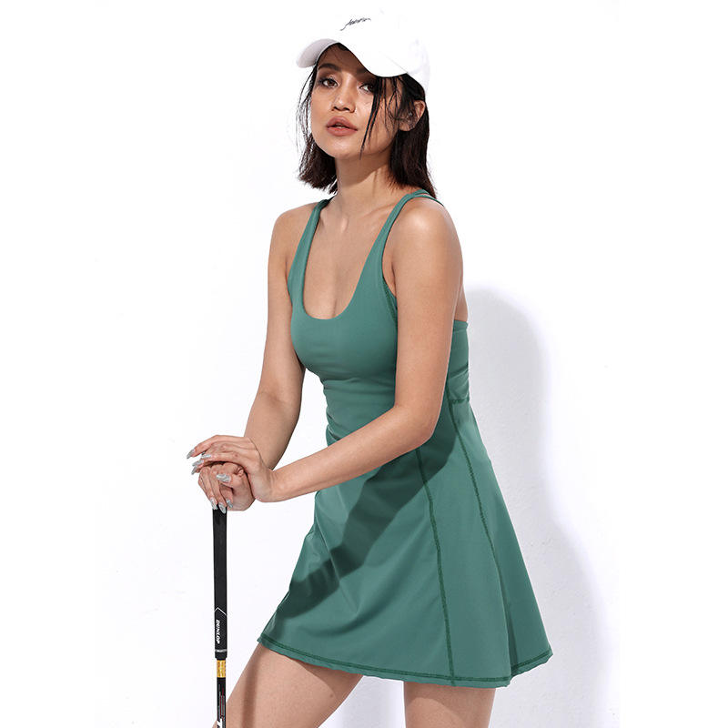 Women Sleeveless Soft Athletic Golf Tennis Dress Quick Dry Exercise Workout Skirt